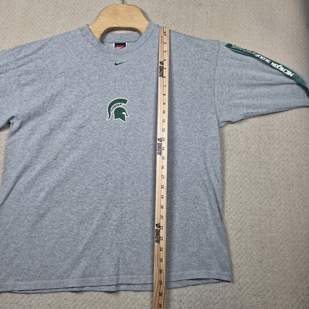 Vintage Y2K Nike Michigan State Spartans T-Shirt Mens L Gray Center Swoosh 90s - Picture 9 of 10